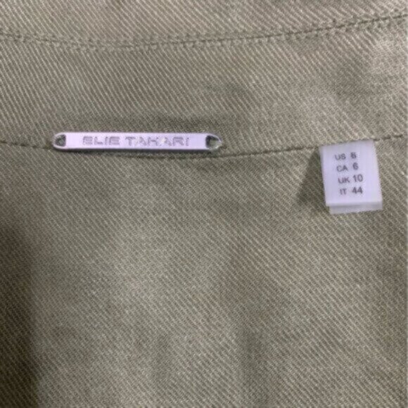 Elie Tahari Green Linen Double Breasted Shirt Dress - Picture 11 of 12